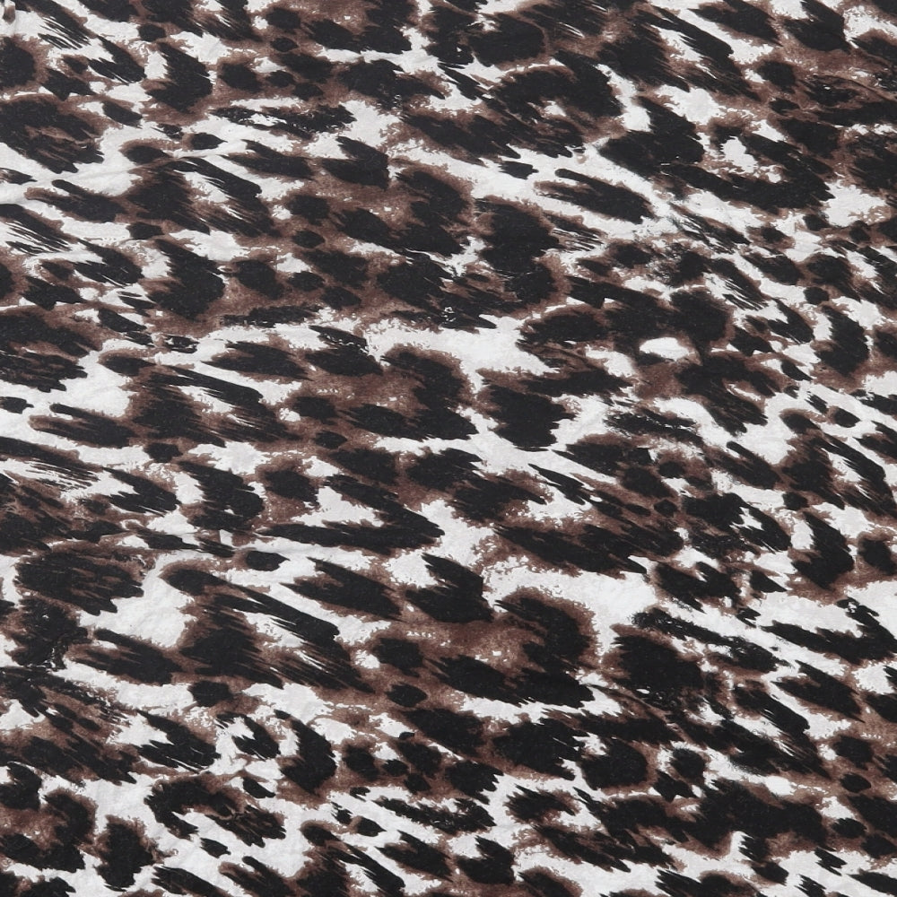 George Womens Brown Animal Print Viscose Basic T-Shirt Size 28 Crew Neck