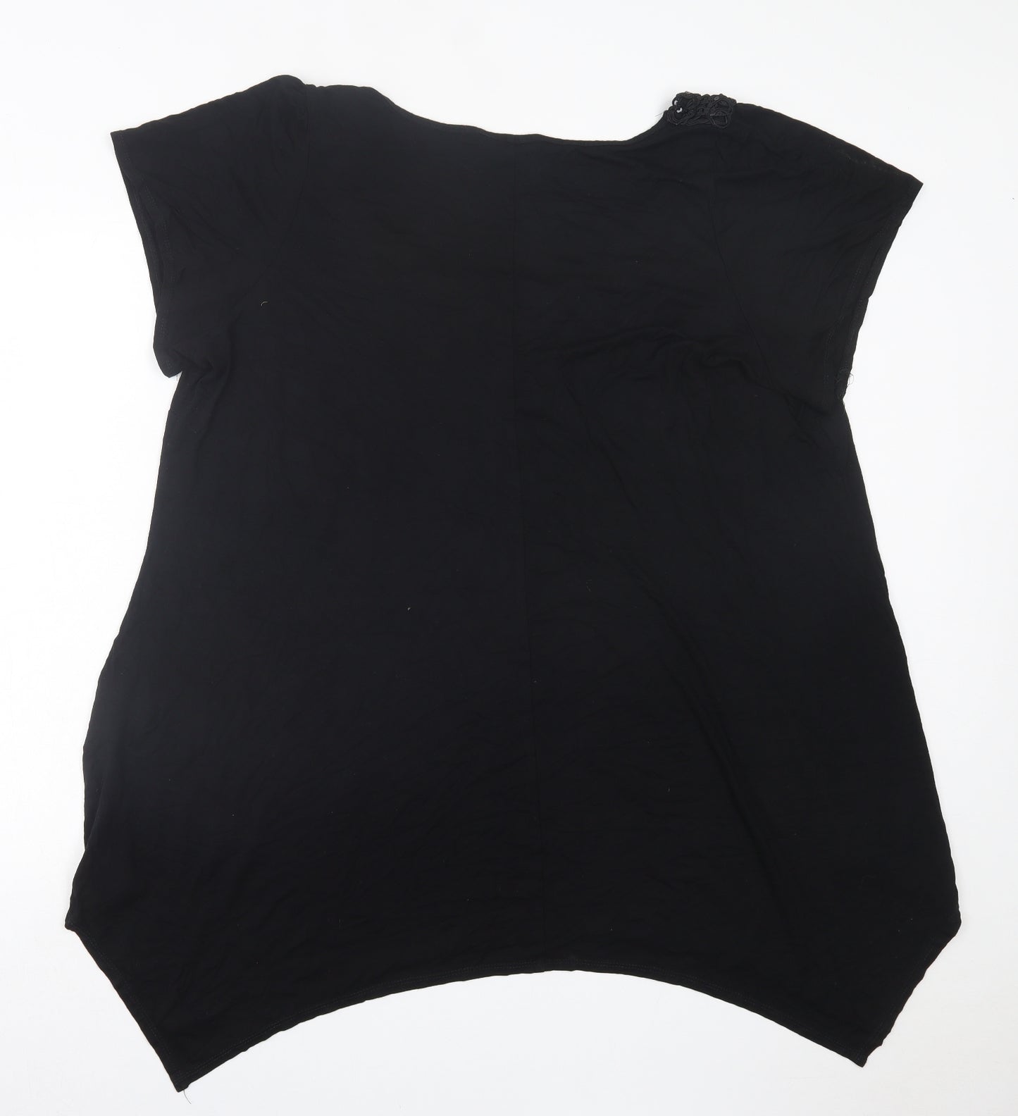 Yours Womens Black  Viscose Basic T-Shirt Size 26 Scoop Neck