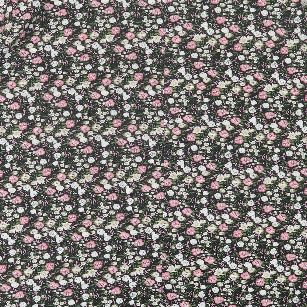 SheIn Womens Pink Floral Polyester Basic Blouse Size XL Crew Neck