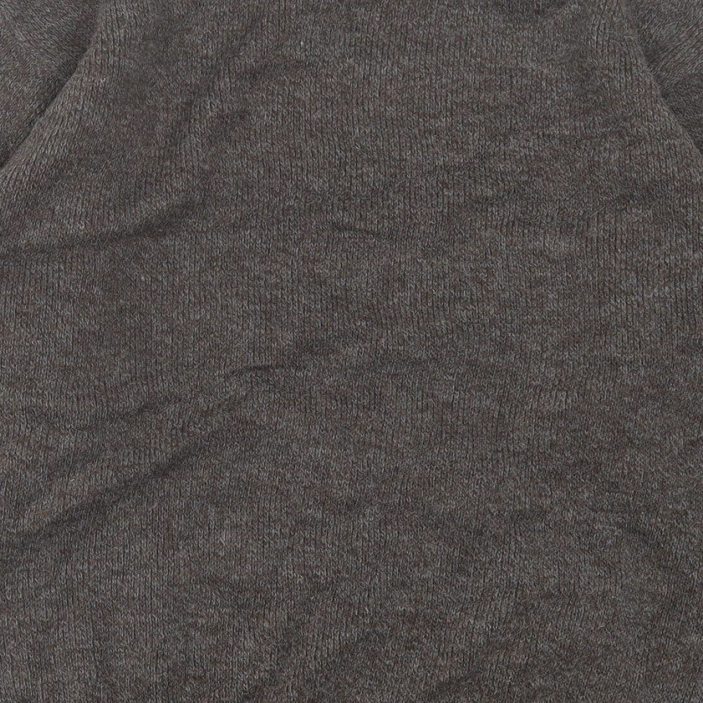 Four Seasons Mens Grey Crew Neck Striped Acrylic Pullover Jumper Size M