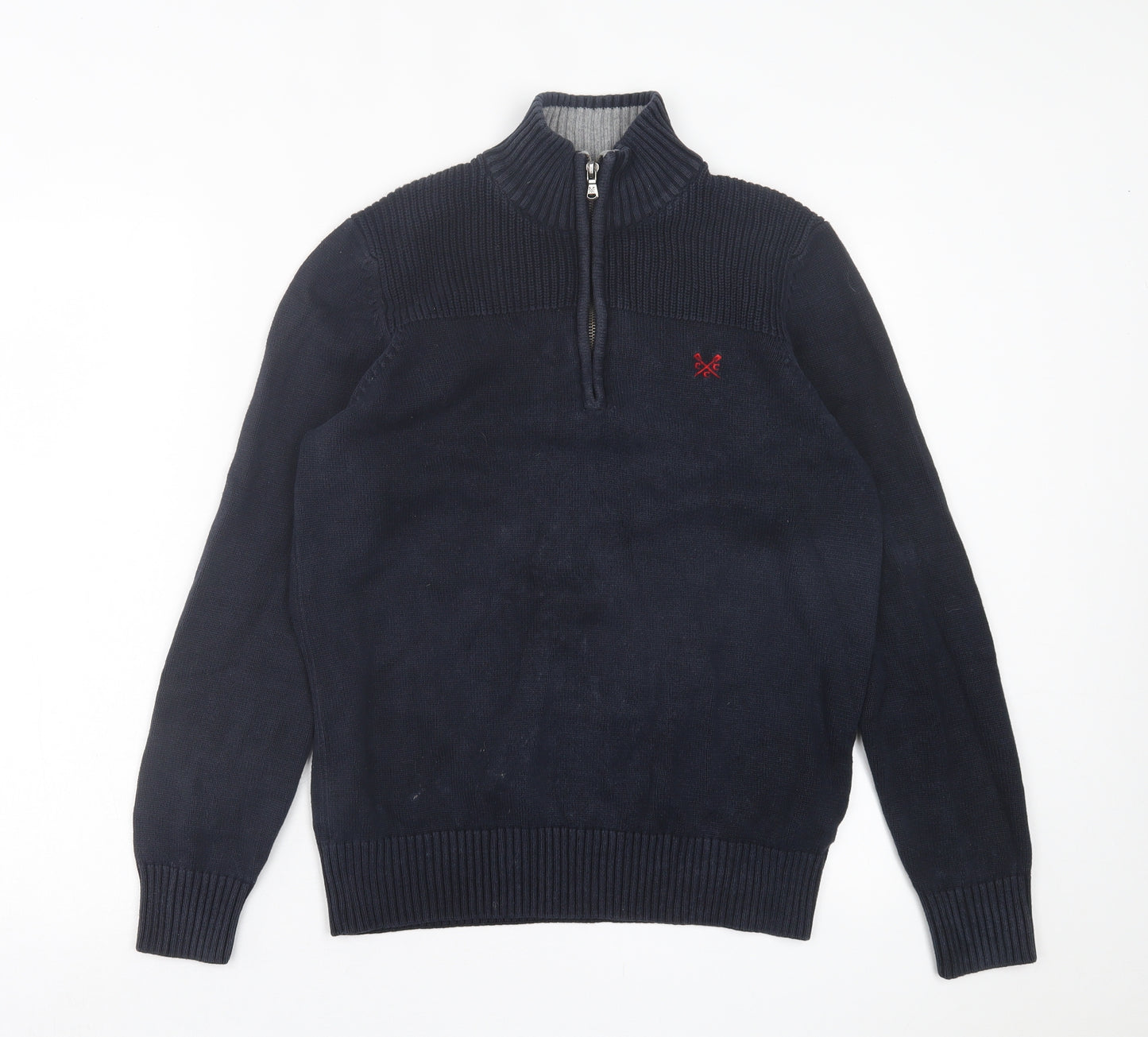 Crew Clothing Mens Blue High Neck  Cotton Pullover Jumper Size S