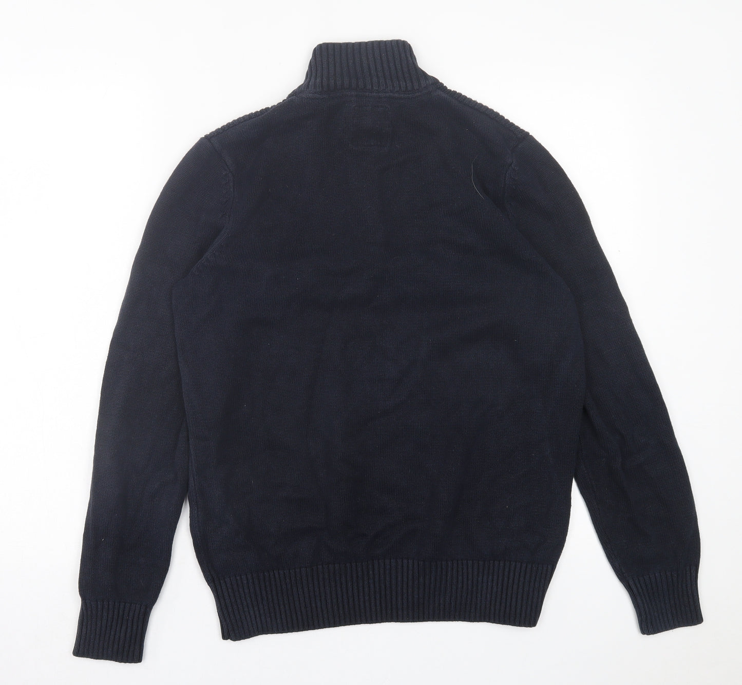 Crew Clothing Mens Blue High Neck  Cotton Pullover Jumper Size S