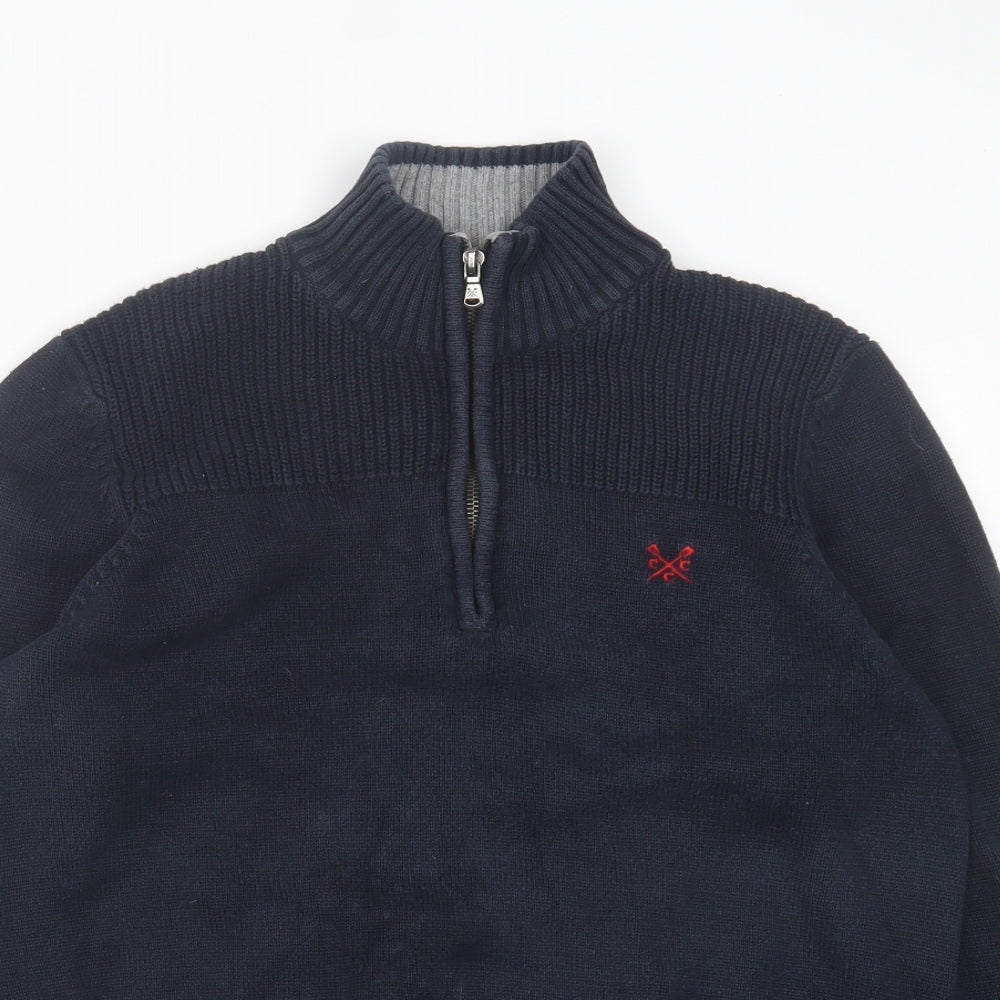 Crew Clothing Mens Blue High Neck  Cotton Pullover Jumper Size S