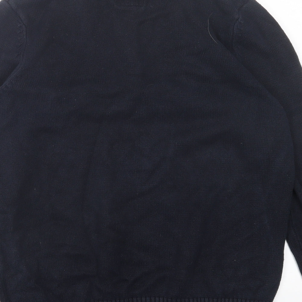 Crew Clothing Mens Blue High Neck  Cotton Pullover Jumper Size S