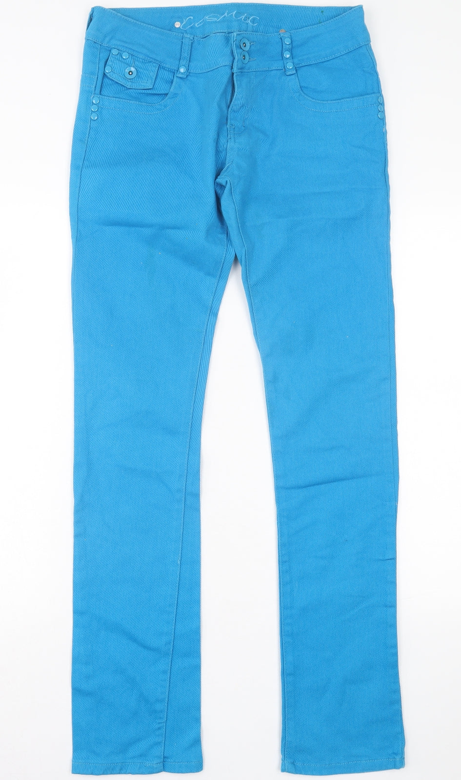 cosmac Womens Blue  Cotton Straight Jeans Size 12 L32 in Regular Button