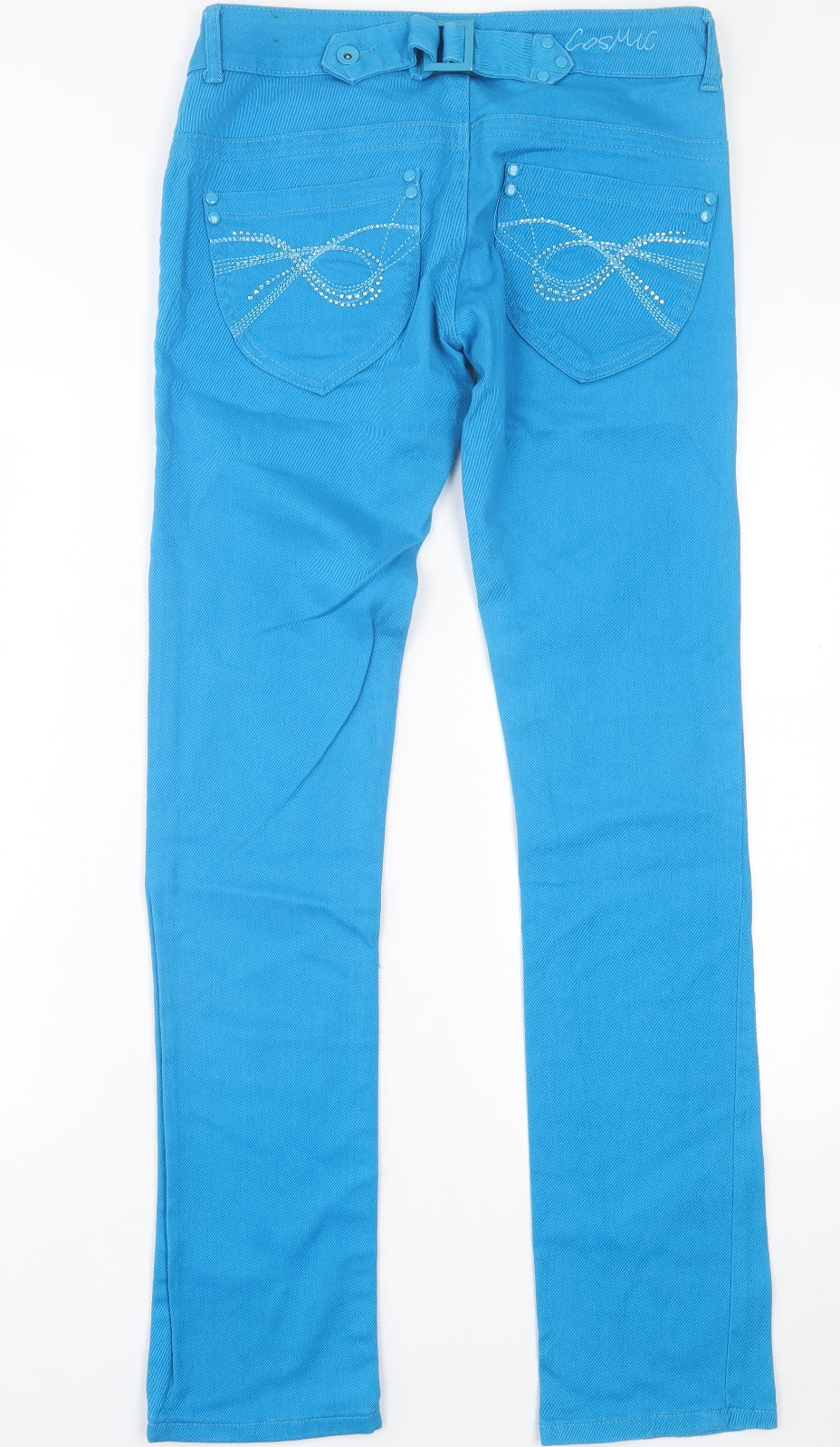 cosmac Womens Blue  Cotton Straight Jeans Size 12 L32 in Regular Button