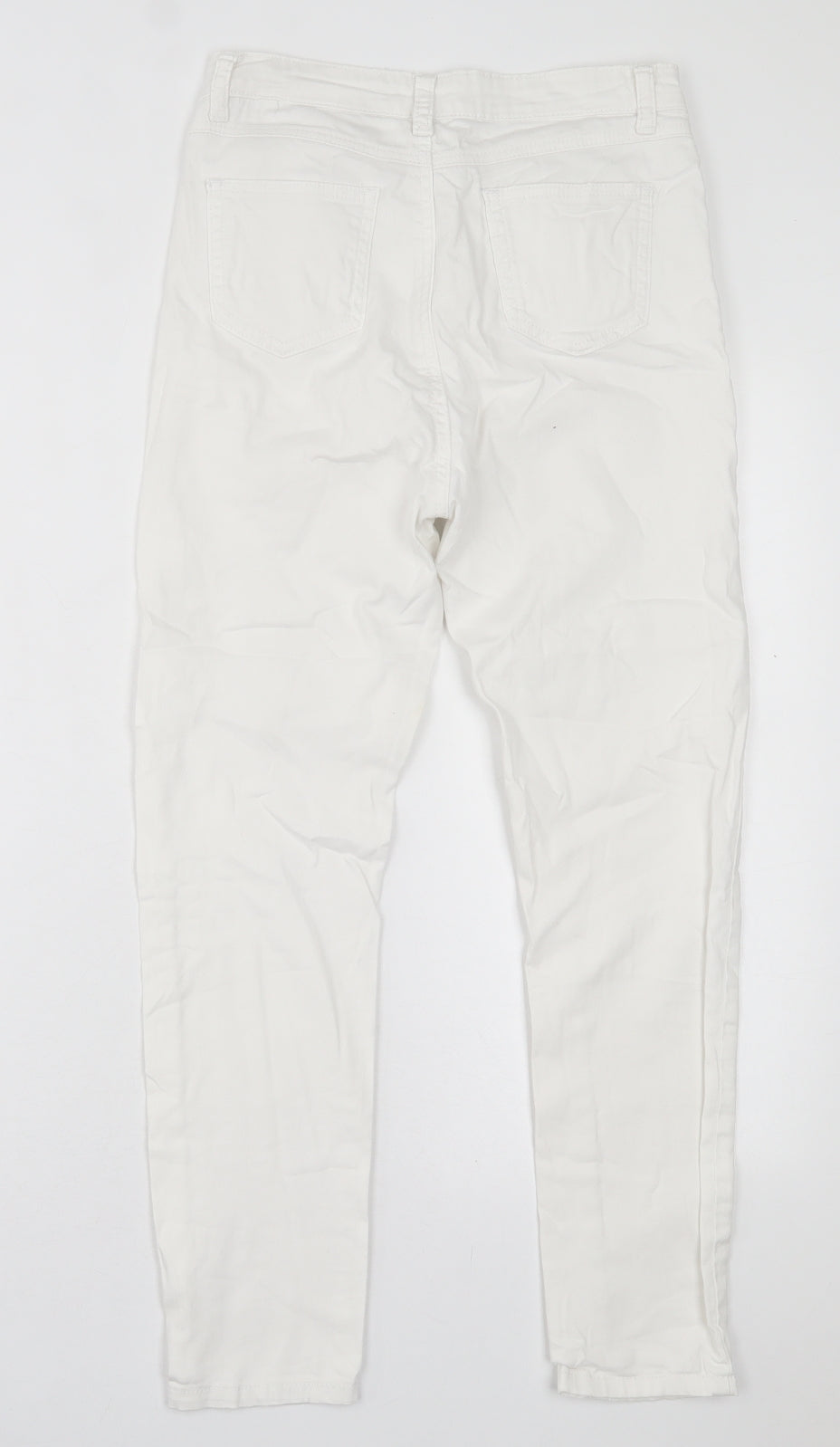 THE ROCKIN REV Womens White  Cotton Skinny Jeans Size 10 L25 in Regular Button
