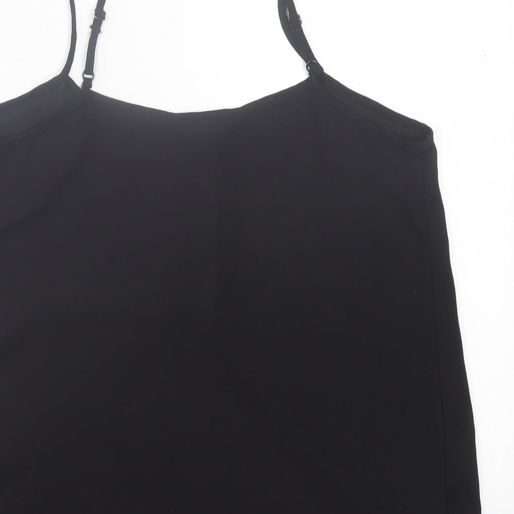 Dorothy Perkins Womens Black  Polyester Basic Tank Size 8 V-Neck