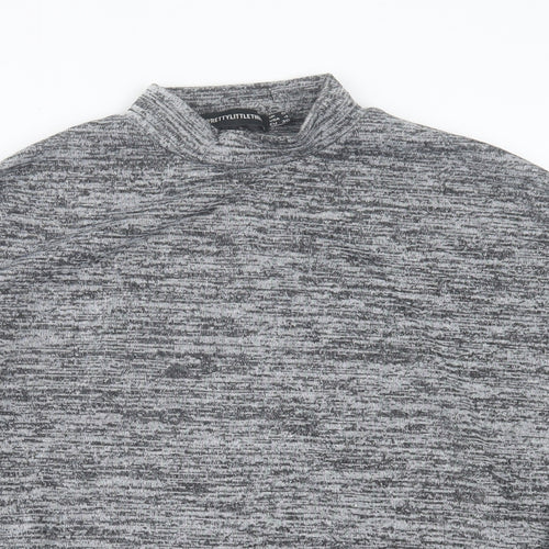 PRETTYLITTLETHING Womens Grey  Polyester Basic T-Shirt Size 8 High Neck