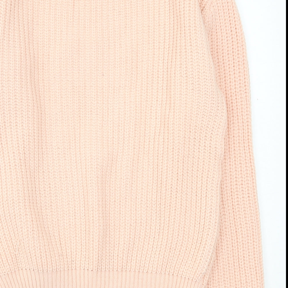 Glamorous Womens Pink Boat Neck  Acrylic Pullover Jumper Size S