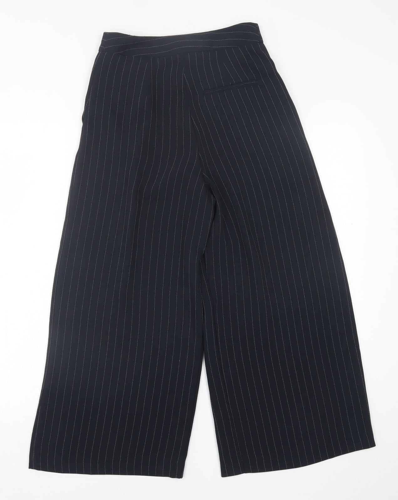 Topshop Womens Blue Striped Polyester Trousers  Size 6 L23 in Regular Hook & Eye