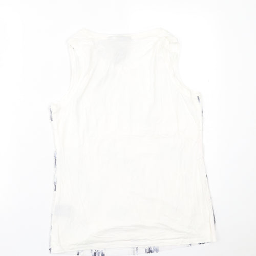 Attitude by Renee Womens White Geometric Polyester Basic Tank Size S Scoop Neck