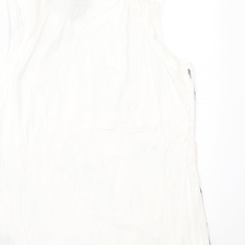 Attitude by Renee Womens White Geometric Polyester Basic Tank Size S Scoop Neck
