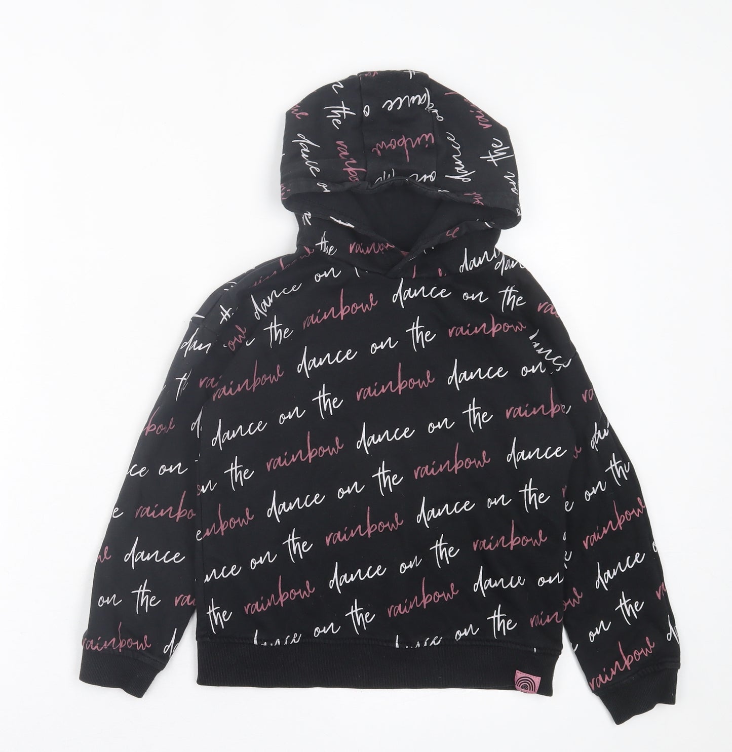 Primark Girls Black Geometric Cotton Pullover Hoodie Size 8-9 Years  Pullover
