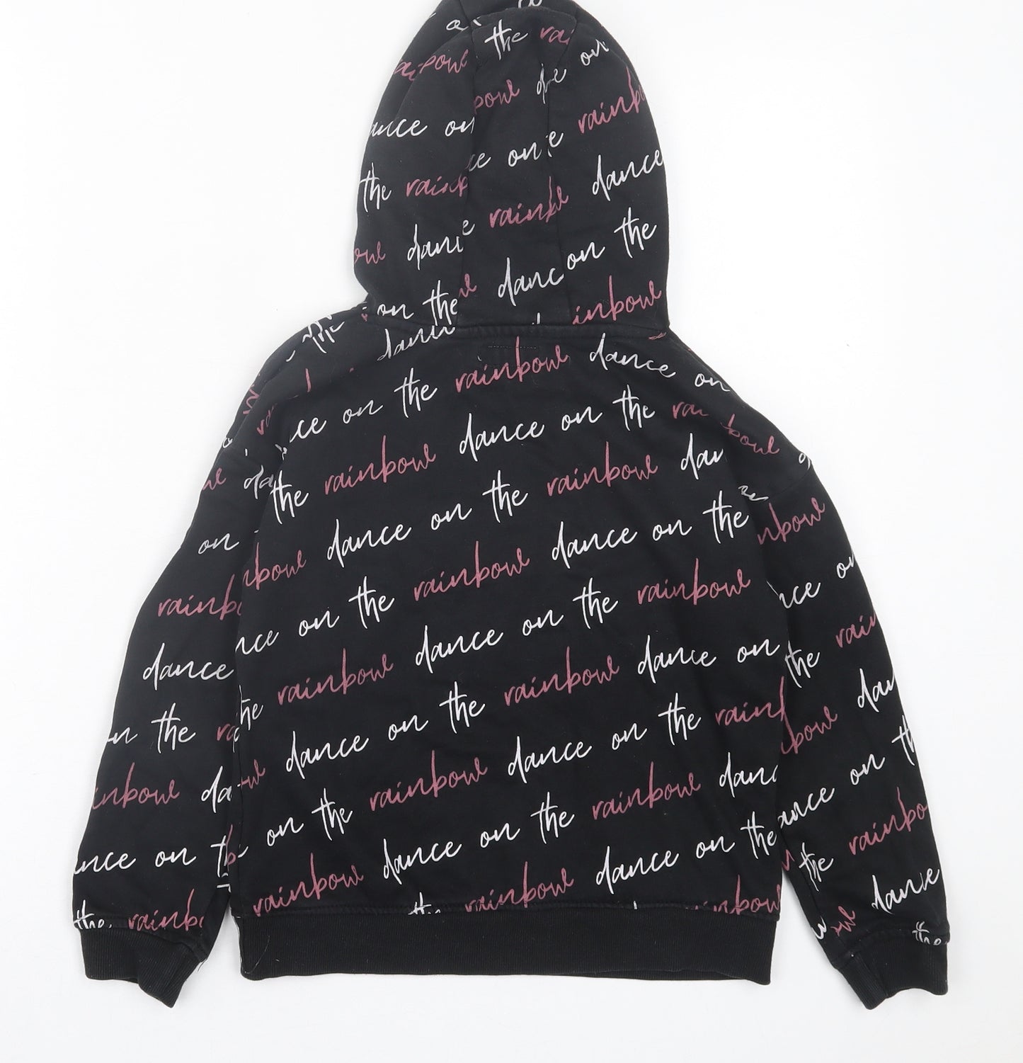 Primark Girls Black Geometric Cotton Pullover Hoodie Size 8-9 Years  Pullover