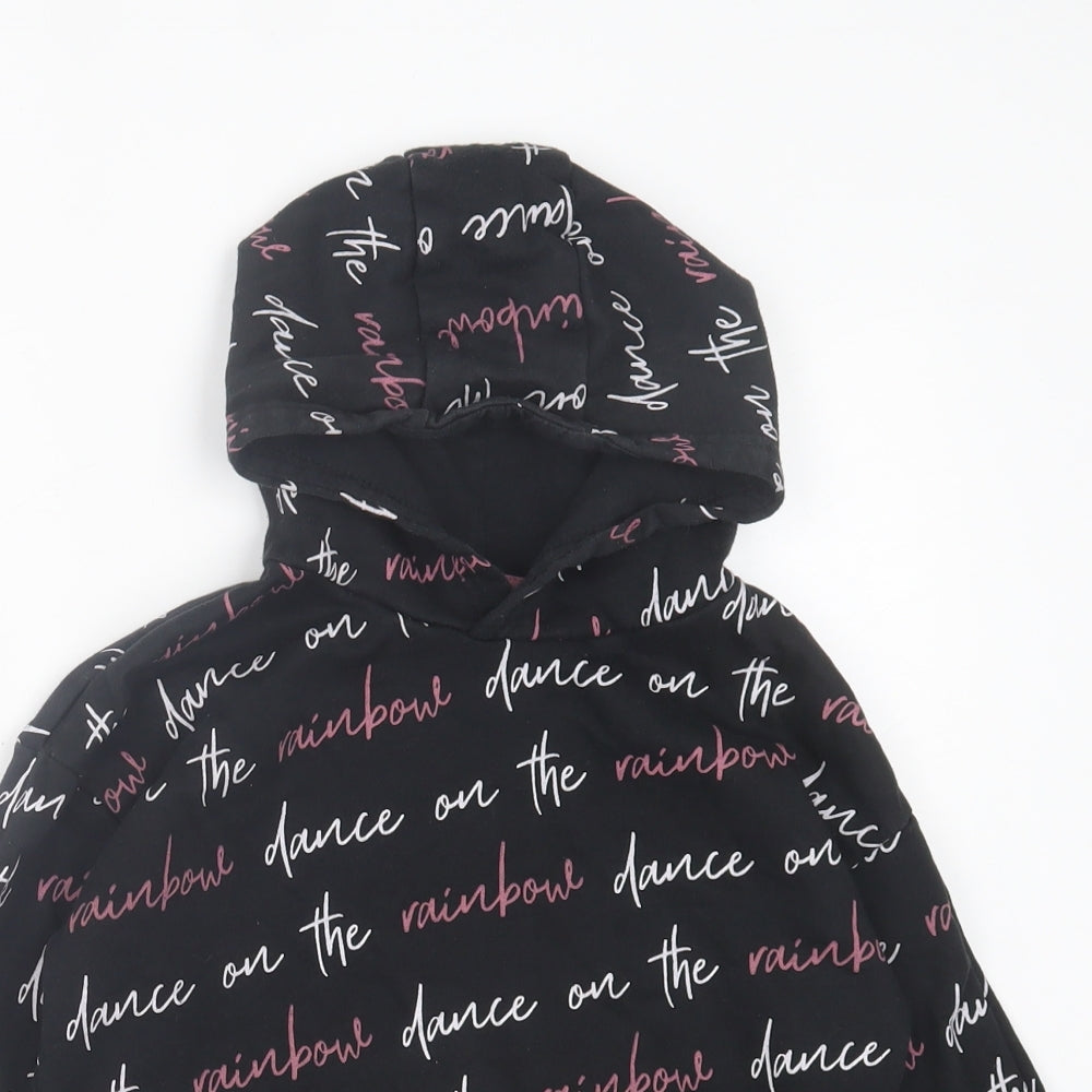 Primark Girls Black Geometric Cotton Pullover Hoodie Size 8-9 Years  Pullover