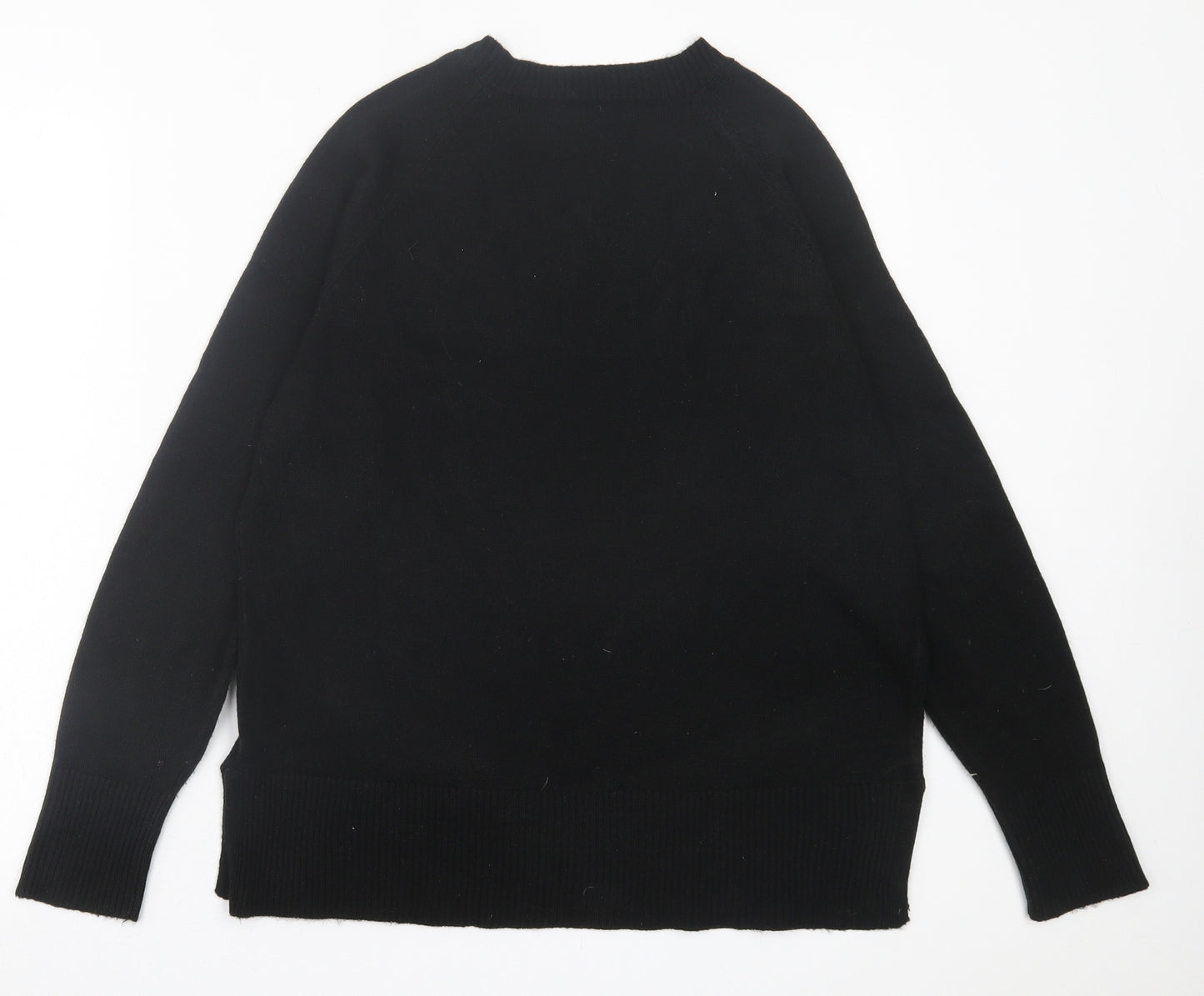 Papaya Womens Black Crew Neck  Acrylic Pullover Jumper Size 14