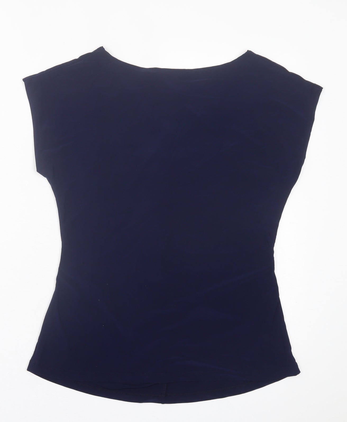 Nina Leonard Womens Blue  Polyester Basic T-Shirt Size M V-Neck