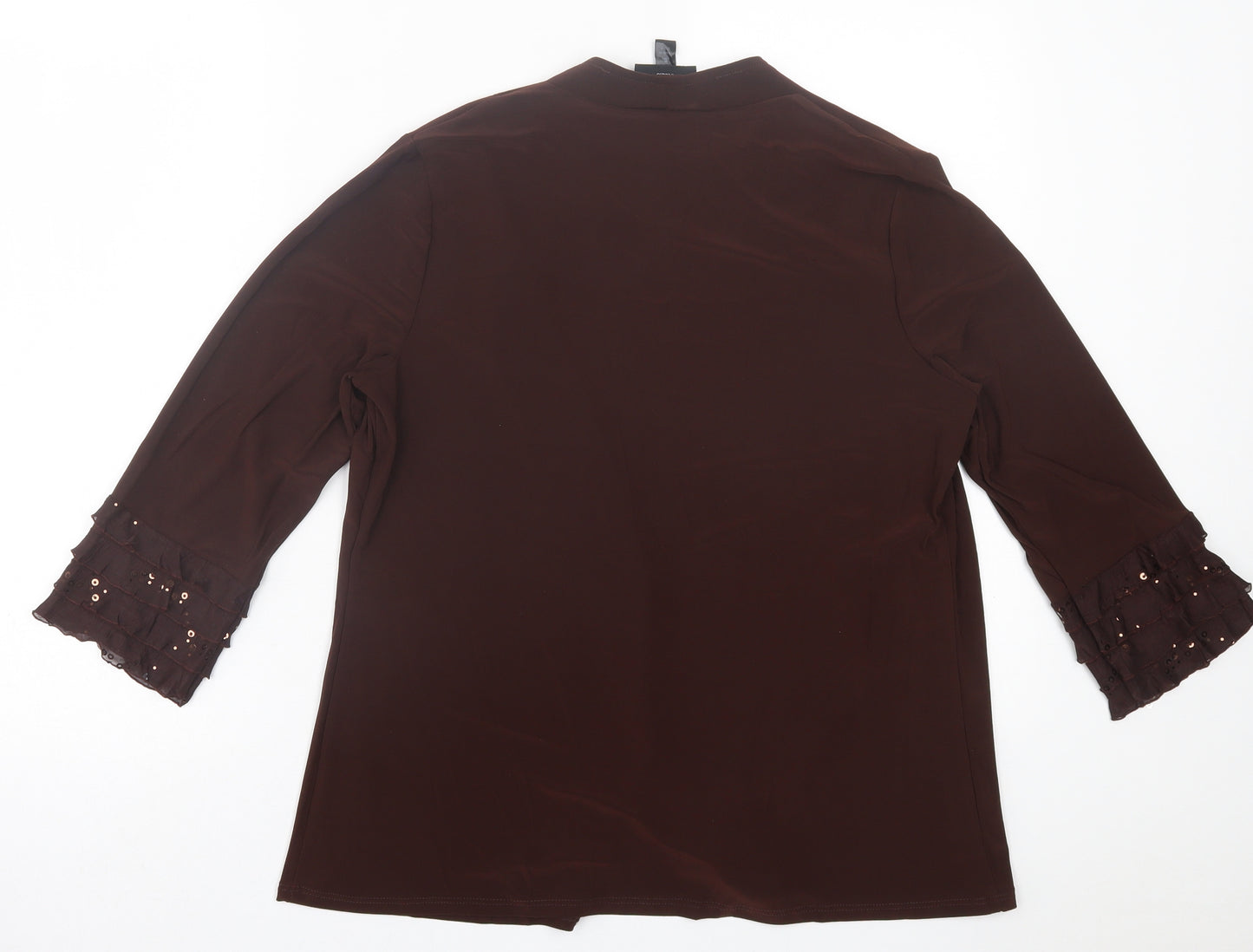 Antthony Womens Brown V-Neck  Polyester Cardigan Jumper Size S