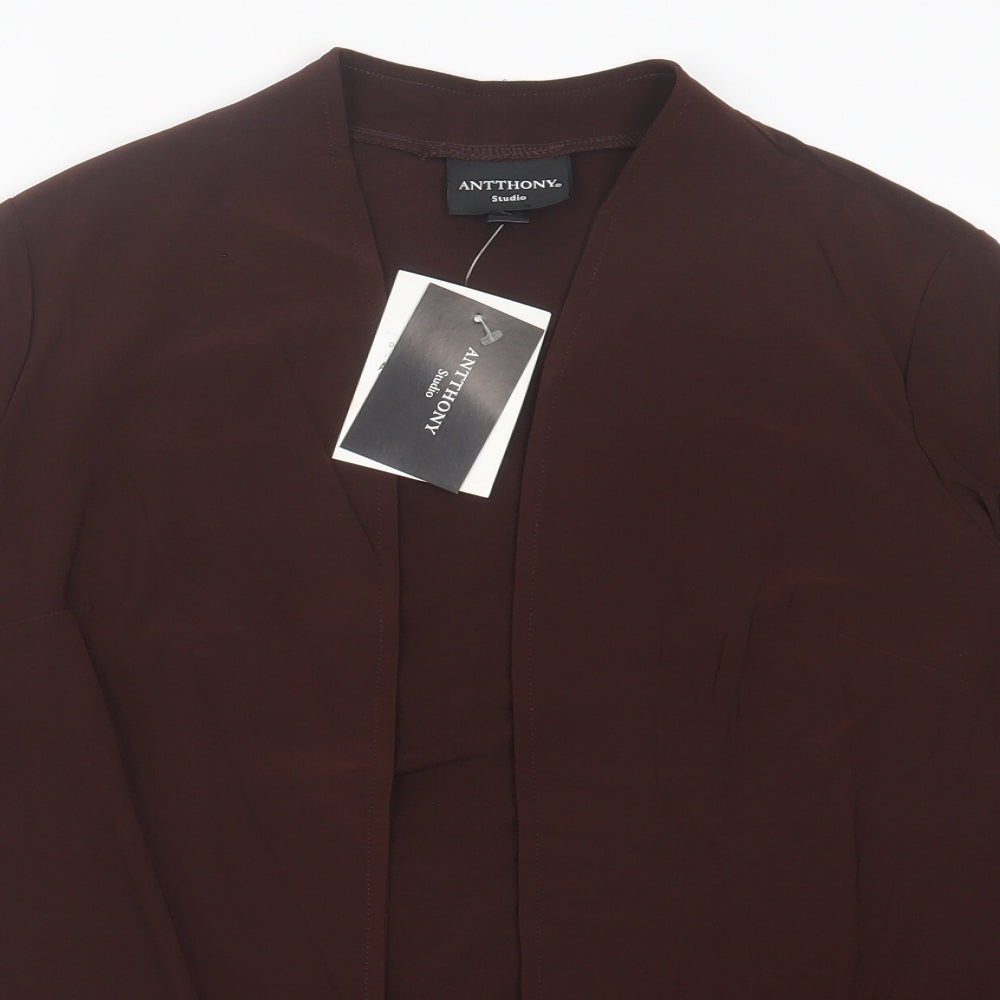 Antthony Womens Brown V-Neck  Polyester Cardigan Jumper Size S