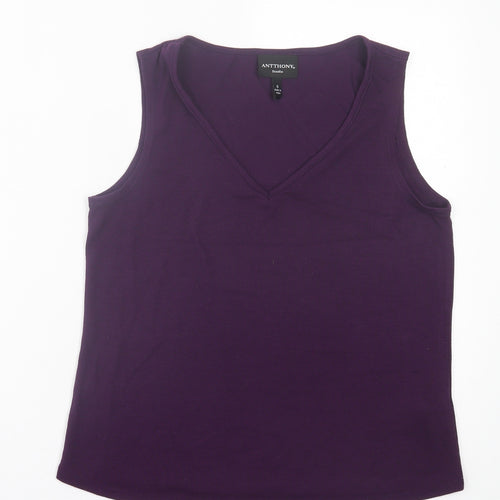 Antthony Womens Purple  Polyester Basic Tank Size S V-Neck