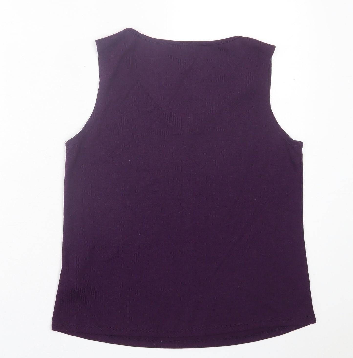 Antthony Womens Purple  Polyester Basic Tank Size S V-Neck