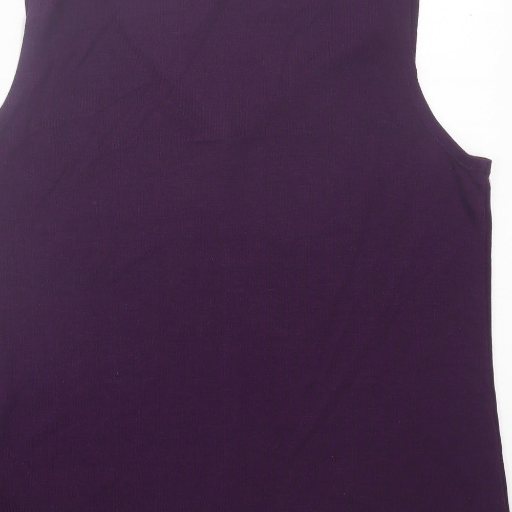 Antthony Womens Purple  Polyester Basic Tank Size S V-Neck