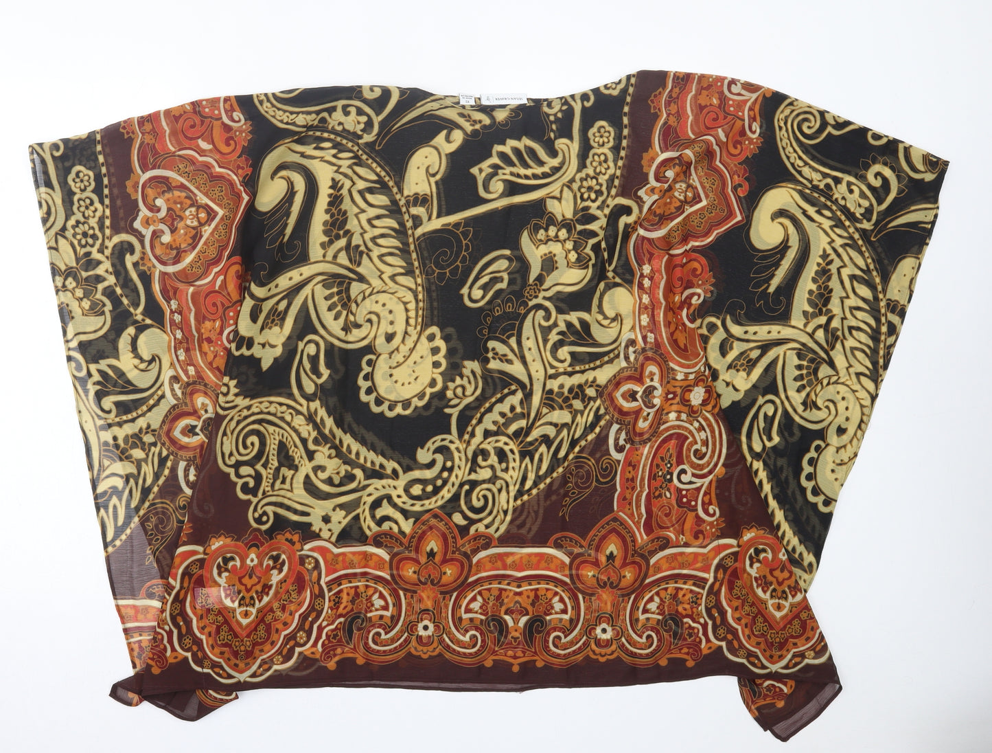 Susan Graver Womens Multicoloured Geometric Polyester Basic Blouse Size XS Crew Neck