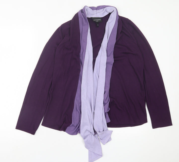Antthony Womens Purple V-Neck Polyester Cardigan Jumper Size S