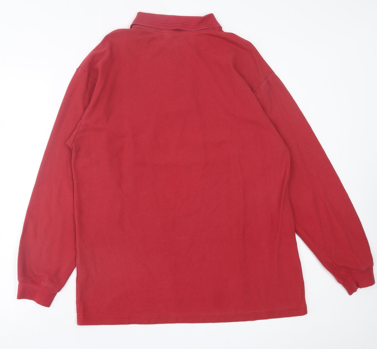 Marks and Spencer Mens Red  Cotton  Polo Size L Collared Button
