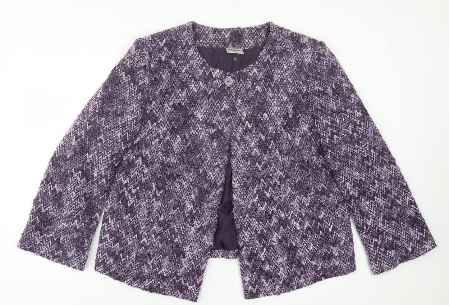 Eastex Womens Purple Geometric  Jacket Blazer Size 16  Button