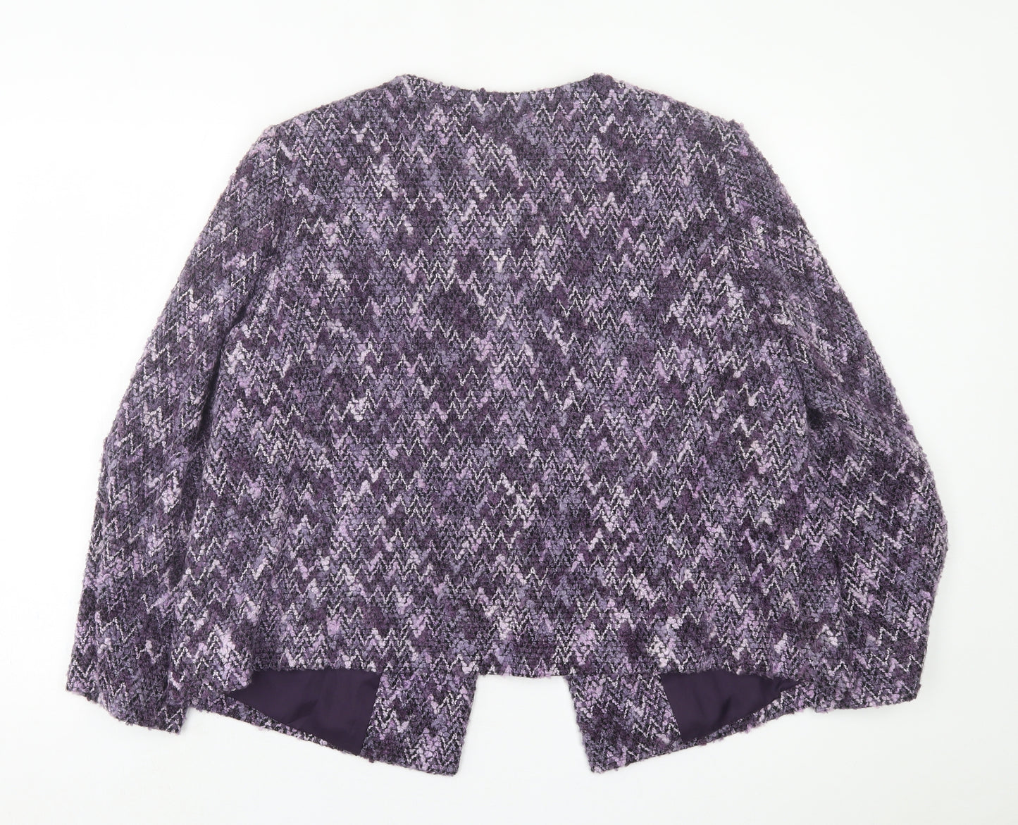 Eastex Womens Purple Geometric  Jacket Blazer Size 16  Button