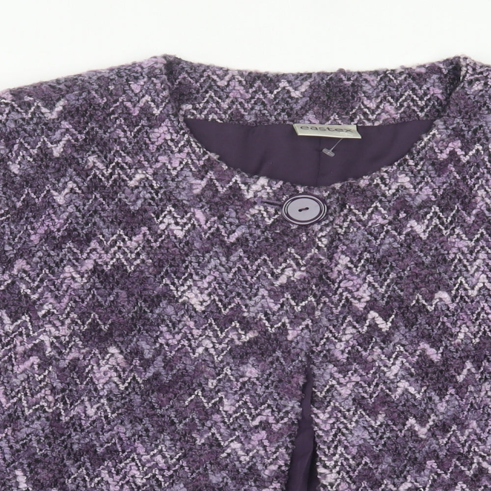 Eastex Womens Purple Geometric  Jacket Blazer Size 16  Button