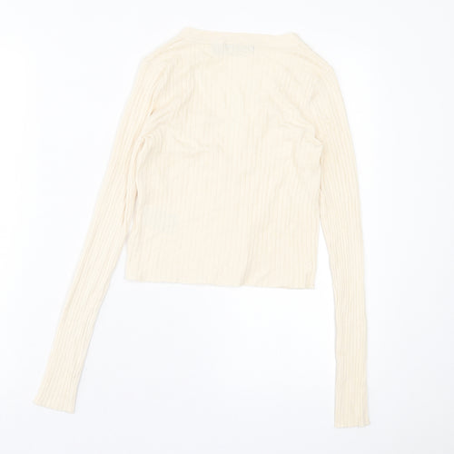 Brave Soul Womens Beige V-Neck  Viscose Cardigan Jumper Size M