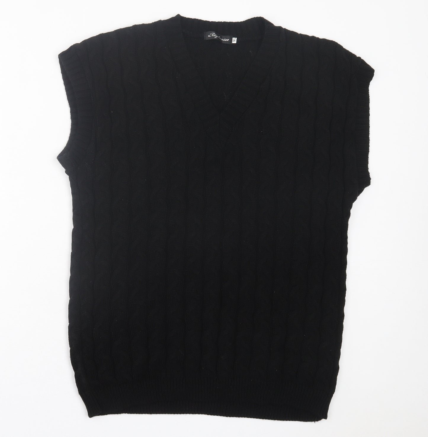 Style Wise Womens Black V-Neck  Acrylic Vest Jumper Size M