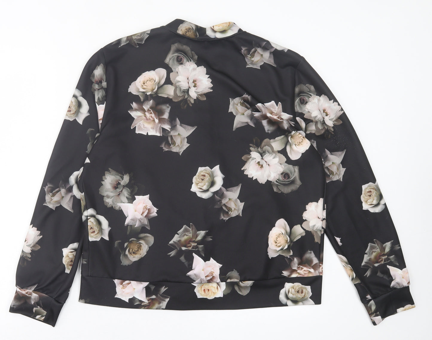 New Look Womens Black Floral  Jacket  Size 16  Zip