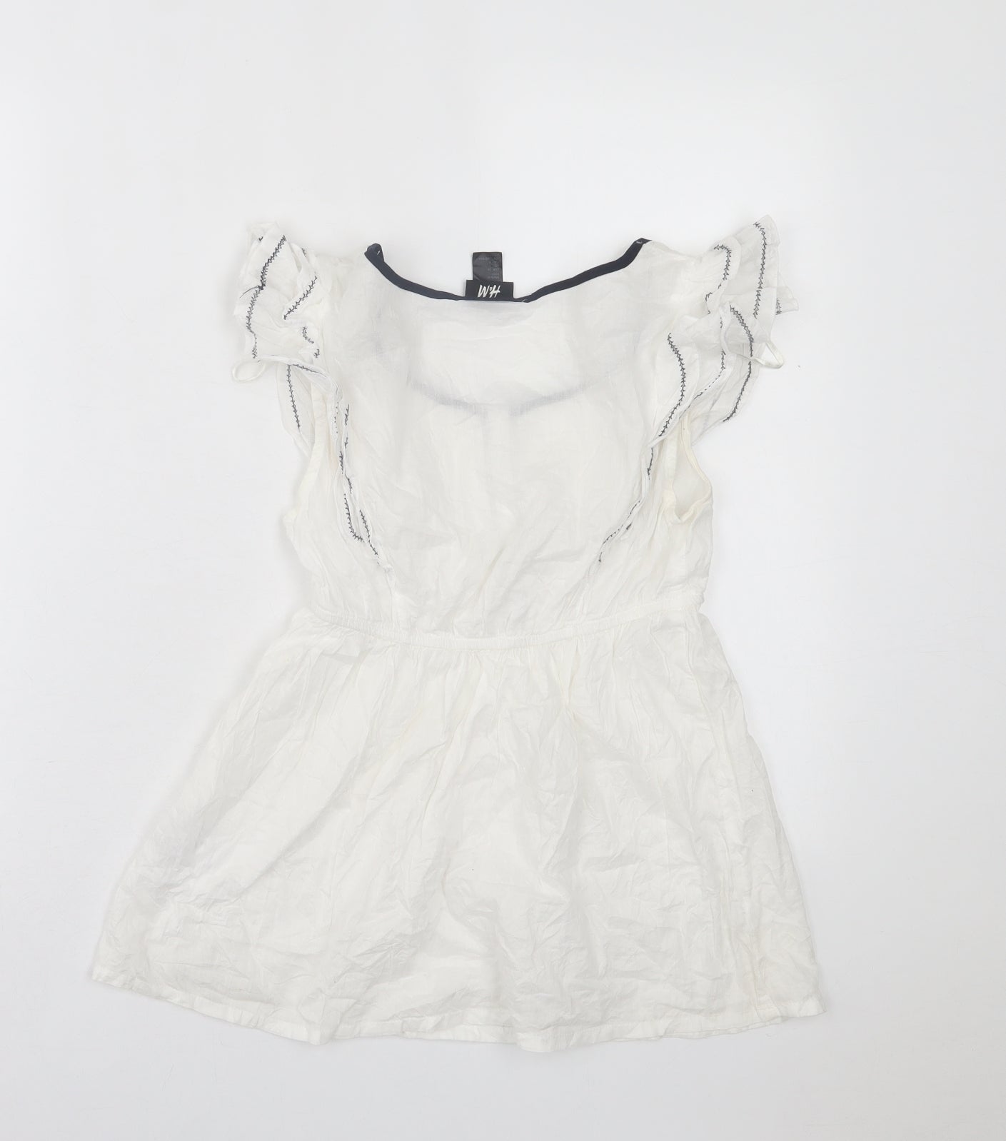 H&M Womens White  Cotton Basic T-Shirt Size 8 Scoop Neck