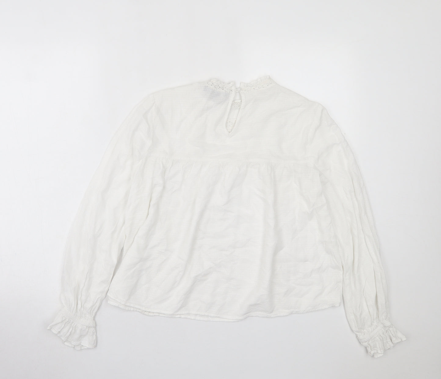 Primark Womens White  Viscose Basic T-Shirt Size 10 Crew Neck