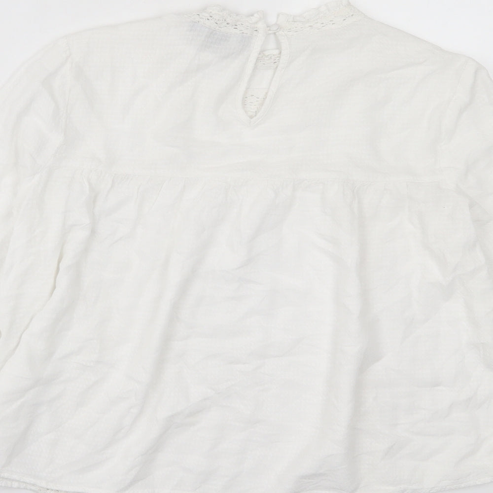 Primark Womens White  Viscose Basic T-Shirt Size 10 Crew Neck