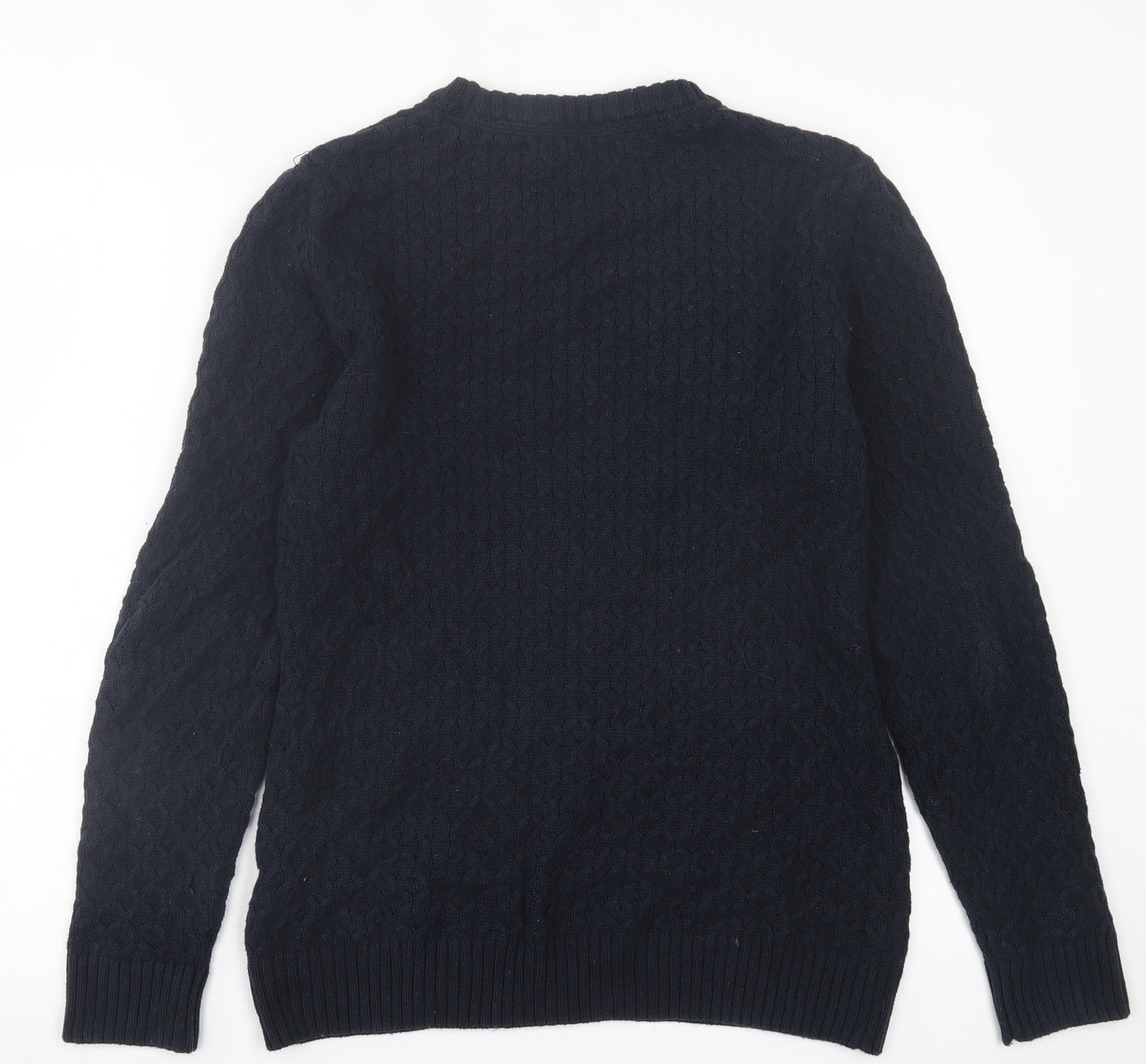 H&M Mens Blue Crew Neck  Cotton Pullover Jumper Size S