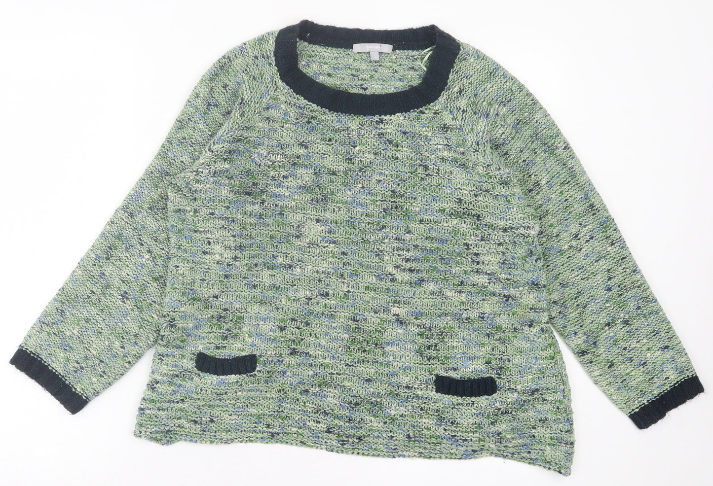 Per Una Womens Green Crew Neck  Acrylic Pullover Jumper Size 18