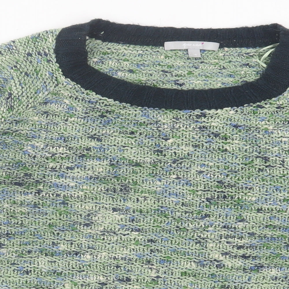 Per Una Womens Green Crew Neck  Acrylic Pullover Jumper Size 18