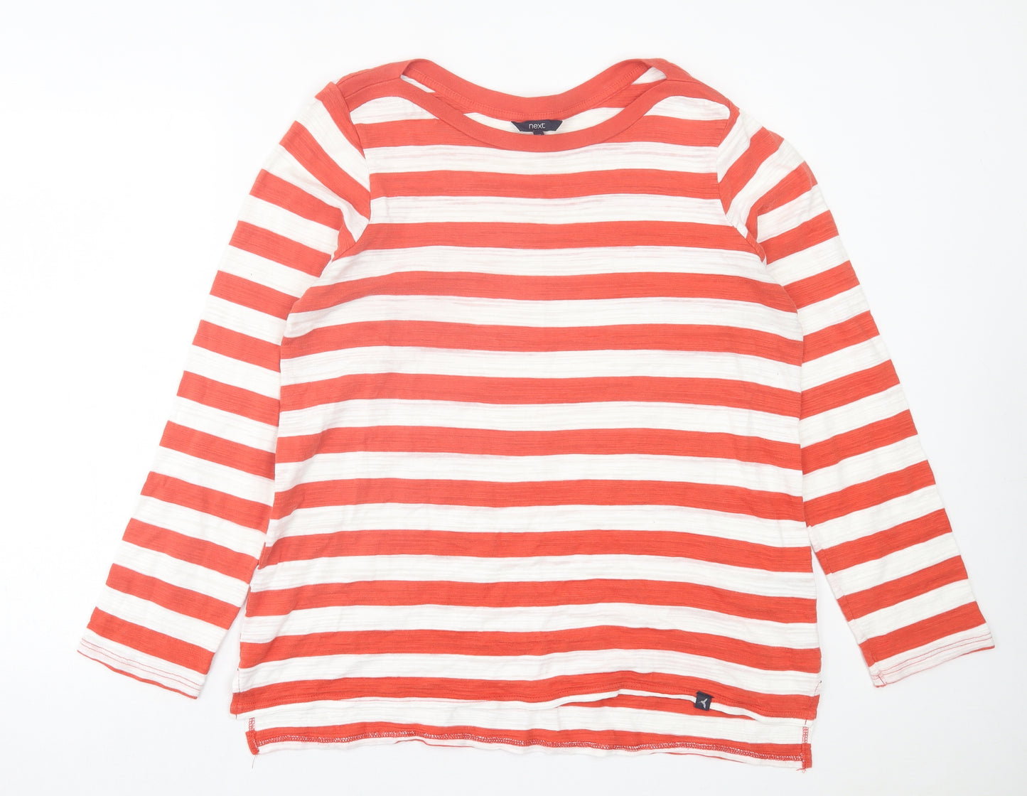 NEXT Womens Orange Striped Cotton Basic T-Shirt Size 20 Crew Neck