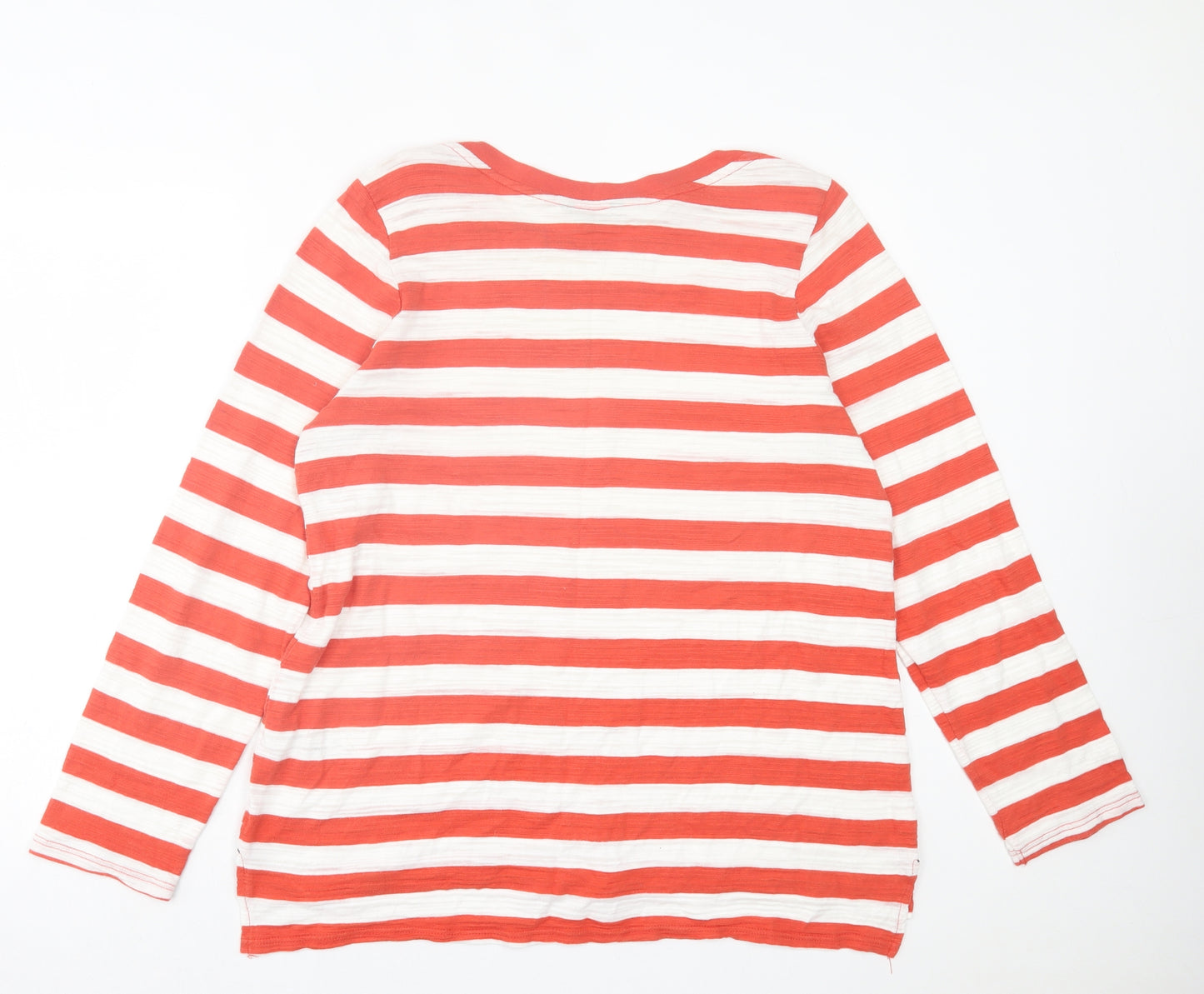 NEXT Womens Orange Striped Cotton Basic T-Shirt Size 20 Crew Neck