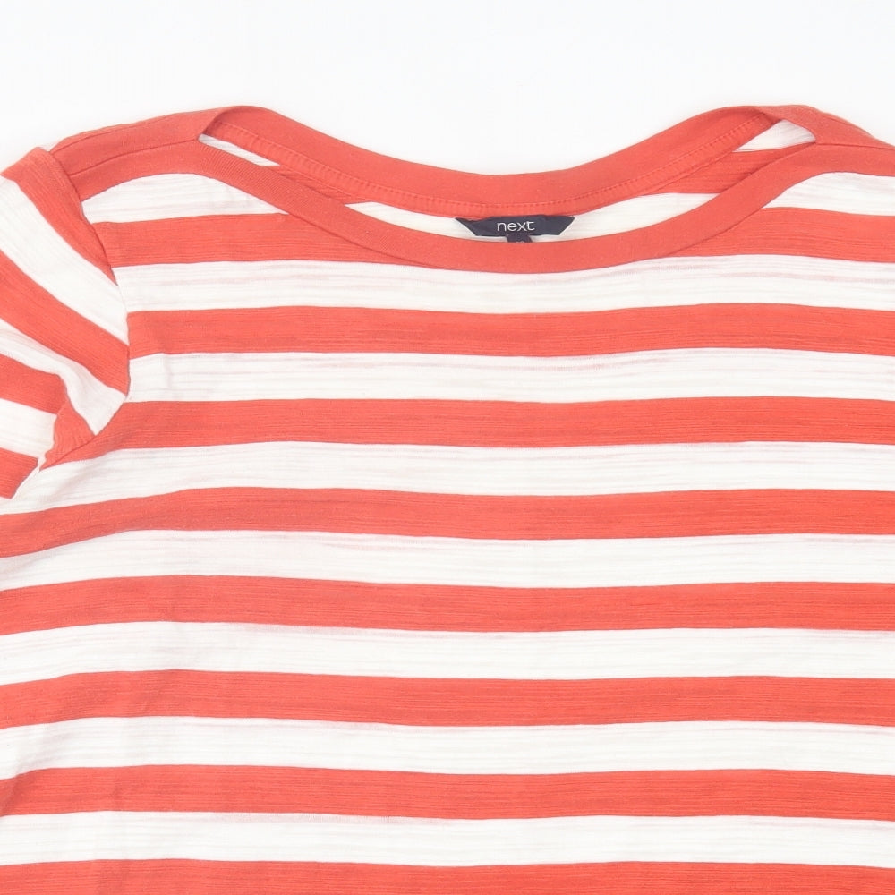 NEXT Womens Orange Striped Cotton Basic T-Shirt Size 20 Crew Neck