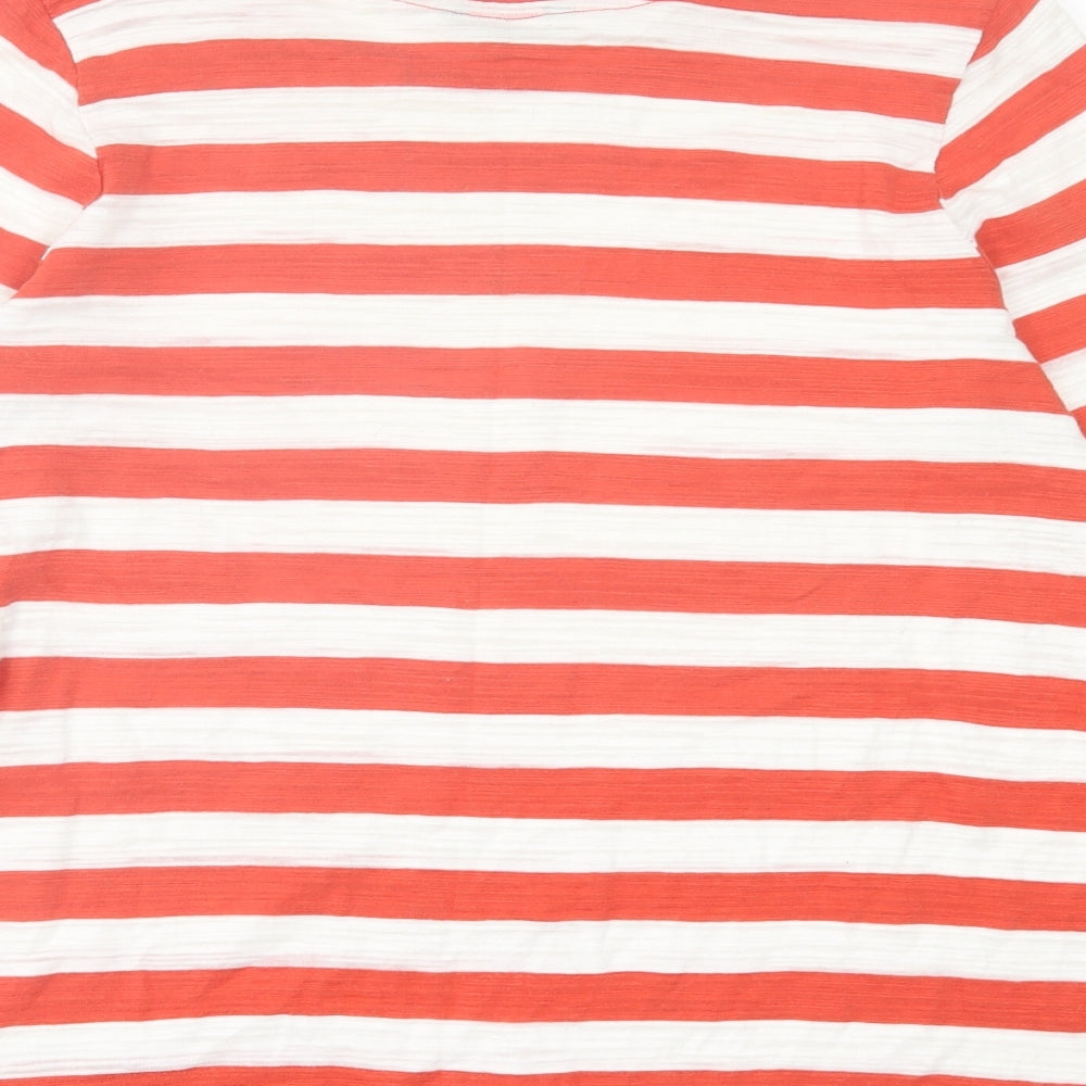 NEXT Womens Orange Striped Cotton Basic T-Shirt Size 20 Crew Neck