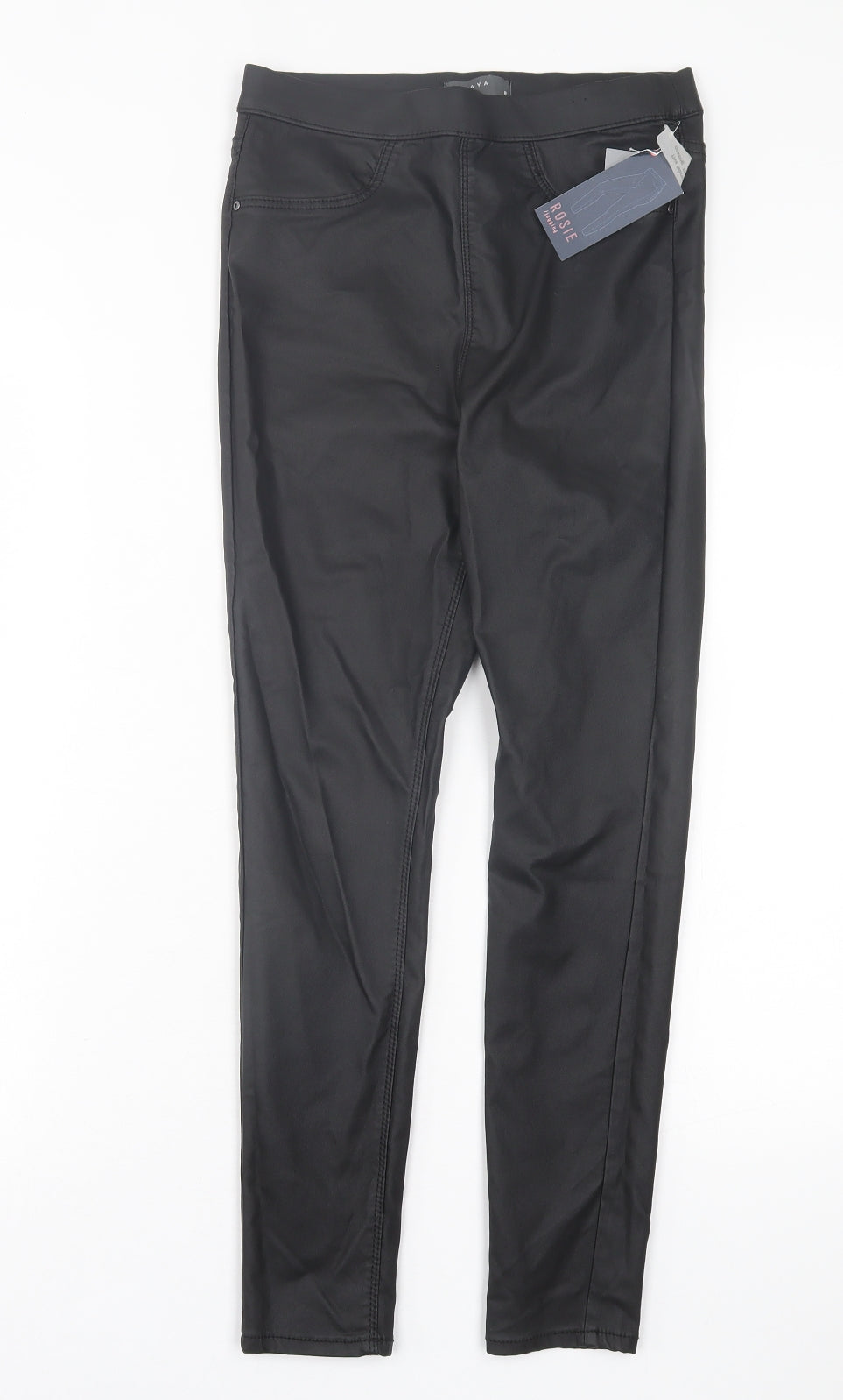 Papaya Womens Black  Viscose Jegging Trousers Size 8 L25 in Regular