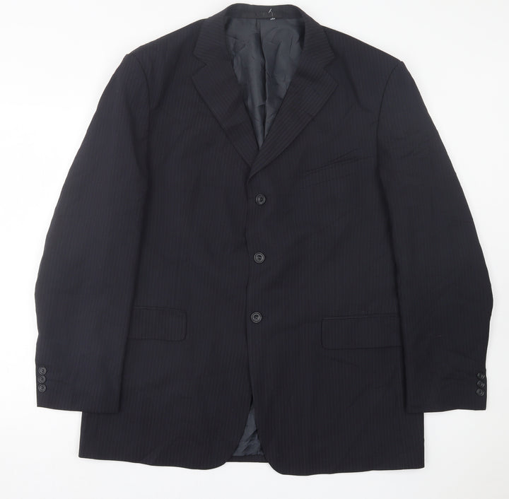 Marks and Spencer Mens Blue Striped Polyester Jacket Suit Jacket Size 44