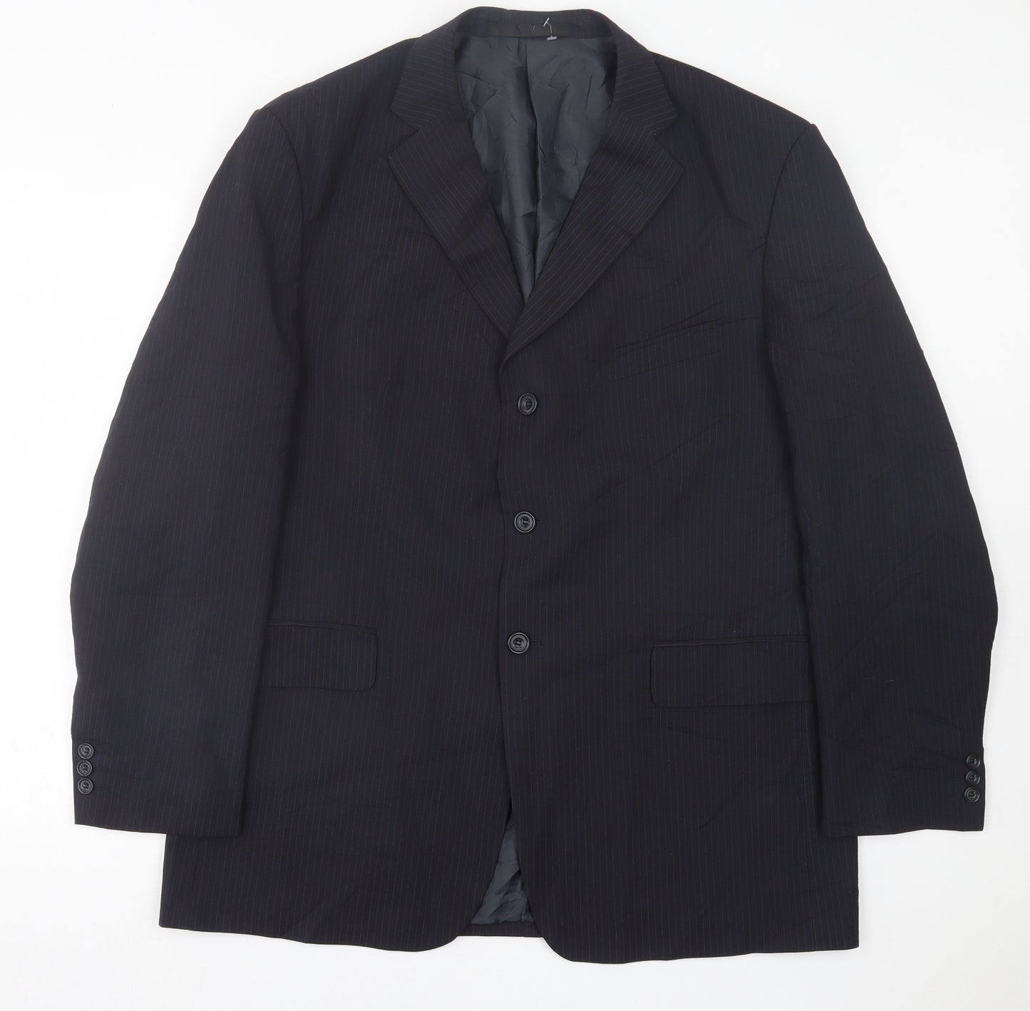 Marks and Spencer Mens Blue Striped Polyester Jacket Suit Jacket Size 44
