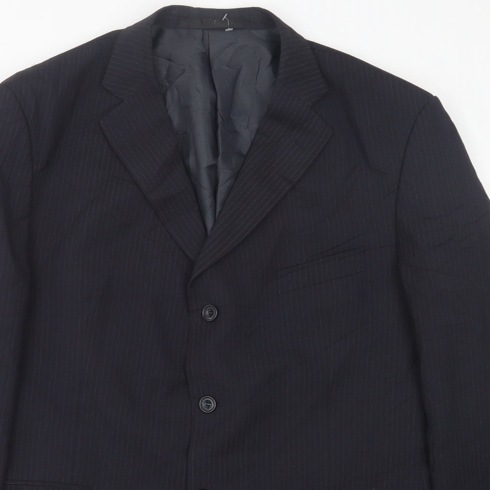 Marks and Spencer Mens Blue Striped Polyester Jacket Suit Jacket Size 44